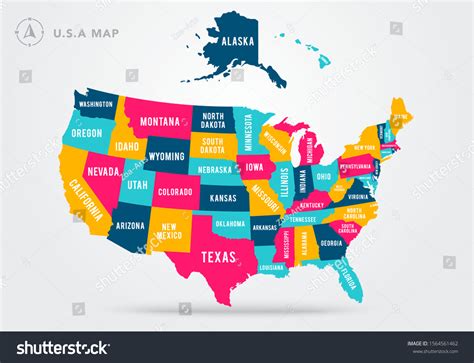 Vector Illustration Colorful Map United States Stock Vector (Royalty ...