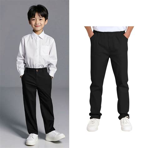 Kids Boy Uniform Pants Straight Pants With Pockets Pull On Chino Pants ...
