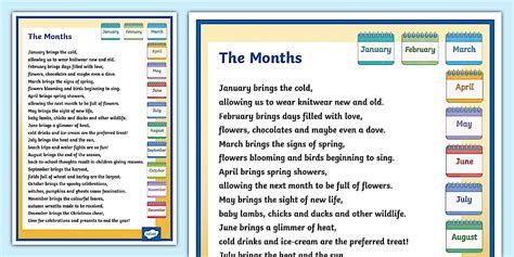 Poem About the Months Example (Teacher-Made) - Twinkl