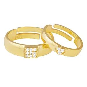 GIVA 925 Silver Golden Shining Love Couple Rings, Adjustable | Promise ...
