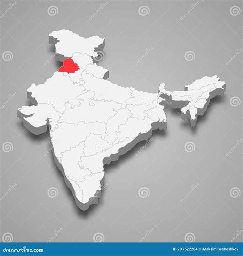 Punjab State Location within India 3d Map Stock Illustration - Illustration of mapping, region ...
