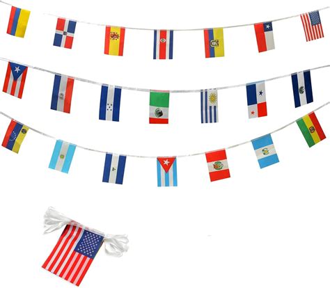 Amazon.com: ZXvZYT Latin America 21 Countries Flag Banner String Spanish Language Speaking ...