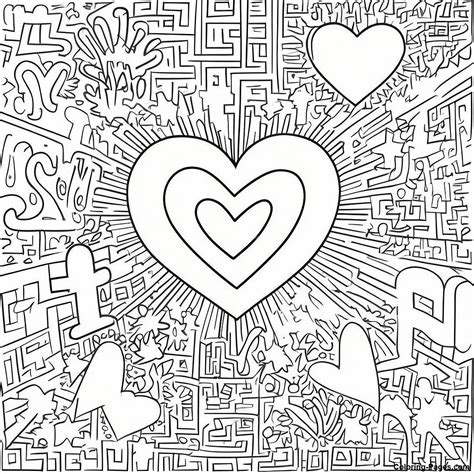Keith Haring Heart Coloring Page