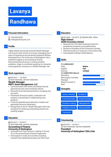 Wealth Manager Resume Sample | Kickresume