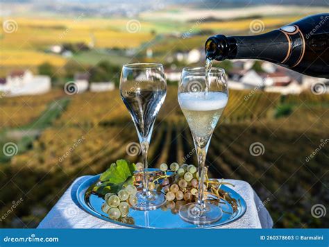 Tasting of French Sparkling White Wine with Bubbles Champagne on ...