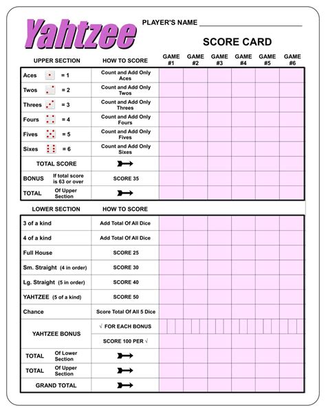 Printable Yahtzee Score Sheets - Printable JD