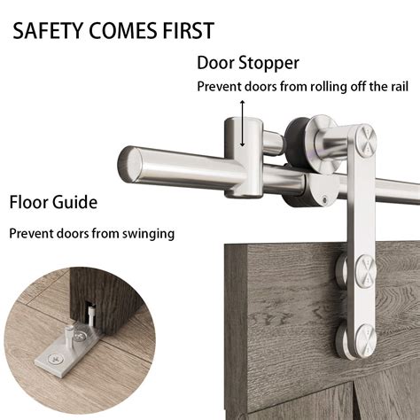 Buy SMARTSTANDARD 6.6 Feet Stainless Steel Sliding Barn Door Hardware ...