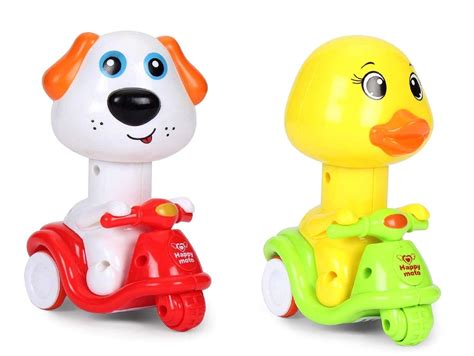 Buy Dinaarkan® Combo of Press & Go Moto Animal Dog and Duck on Scooter ...