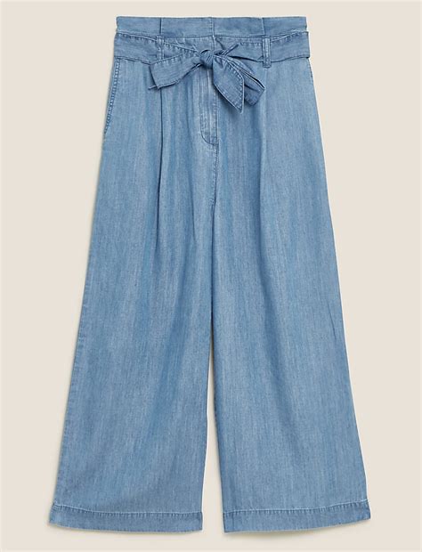 Buy Pure Lyocell Plain Regular Fit Culottes at Marks & Spencer