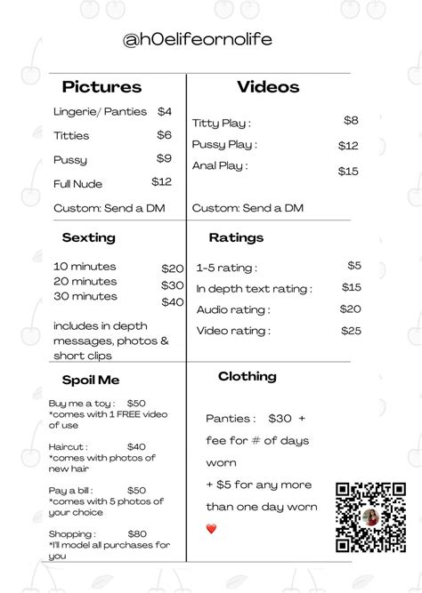 Onlyfans Tip Menu, Editable Template, Digital Download - Etsy