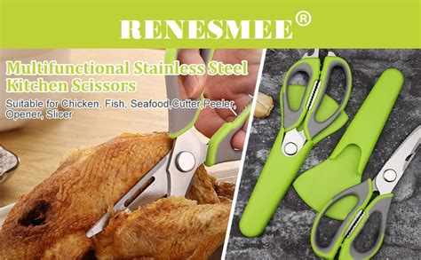 RENESMEE Kitchen Scissors Stainless Steel Shears Heavy Duty 10 in 1 ...