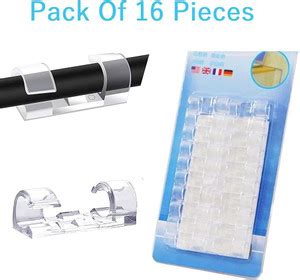 JIG'sMART 16 Pcs Desktop Cable Organizer Sticky Wall Clip Wire Clips ...