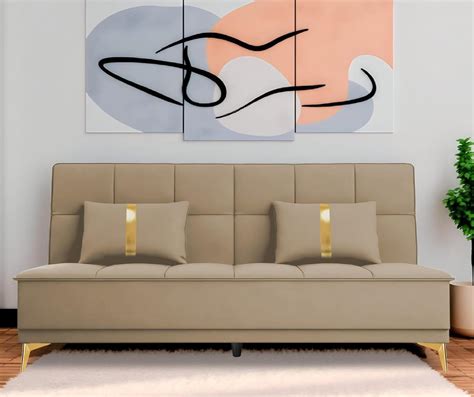 Adorn India Premium New Alyssum 3 Seater Sofa Cum Bed 4X6 Velvet Suede ...