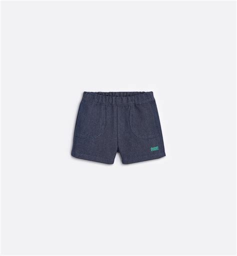 Baby Shorts Dark-Wash Blue Denim-Effect Cotton Gabardine | DIOR