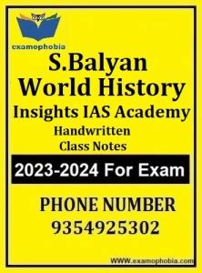 S.Balyan Insights IAS Academy World History Handwritten Class Notes ...