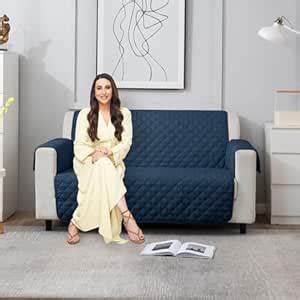 HOKIPO 2 Seater Quilted Polyester Sofa Cover Protector, 120x184 cm ...