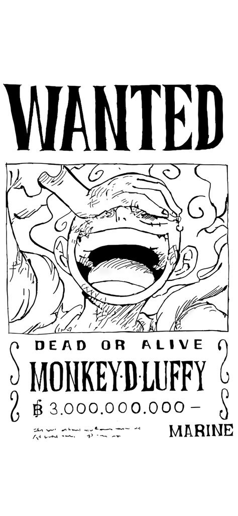 One Piece Luffy Wanted Poster Black & White Wallpapers - Wallpapers Clan