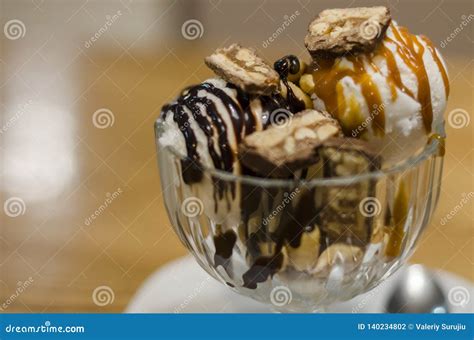 Balls of Ice Cream Close Up Stock Photo - Image of freshness, dish ...