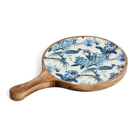 Buy Saaga Gardenia Wooden Pizza Pan/Plate/Platter/Bat/Serving Tray with ...