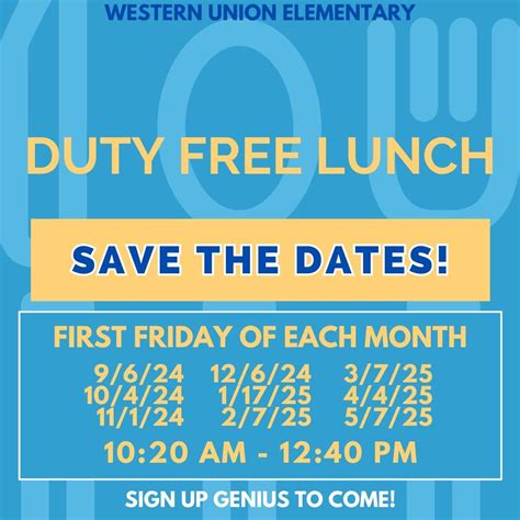 Monthly Duty Free Lunch, Western Union Elementary School, Mineral ...