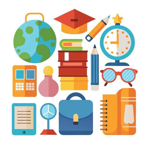 Colorful flat icons for education learning and knowledge | Premium AI ...