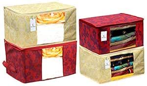 Kuber Industries Metalic Printed 2 Piece Non Woven Saree Cover and 2 ...