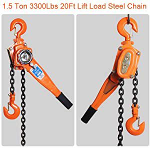 VOLTZ RL Rachet Lever Chain Hoist Block Cap (Orange, 1.5 Ton and 1.5 m ...