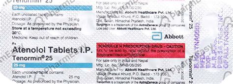 Tenormin 25 MG Tablet (14): Uses, Side Effects, Price & Dosage | PharmEasy