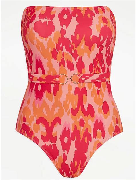 Orange Printed Bandeau Swimsuit – The Beach Company