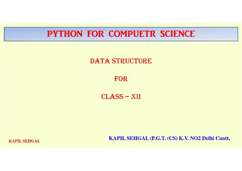 DATA STRUCTURE NOTES FOR CLASS XII (P.G.T. CS) - Studocu