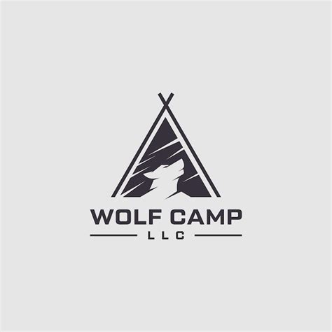 Wolf camping logo design vector | Premium Vector