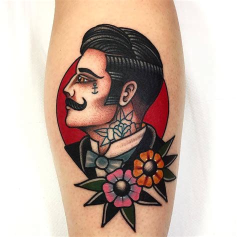 Traditional Illustrative Portrait Tattoo - Tattoo Style Trends