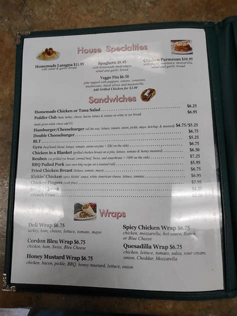 Menu at Pizza Peddler pizzeria, Midway
