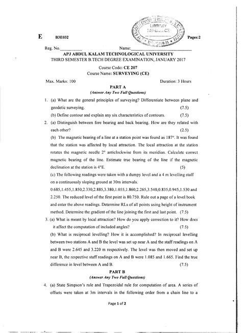 S3 B.Tech Surveying Notes - January 2017 Examination - Studocu