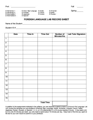 Fillable Online lacitycollege Lab Record Sheet - Los Angeles City ...