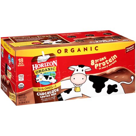 Horizon Organic Chocolate Low-Fat Milk Boxes, 8 fl oz, 18 Count ...