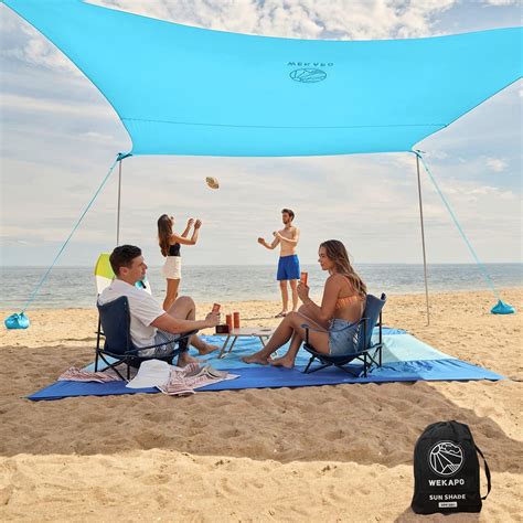 Amazon.com: WEKAPO Beach Tent Sun Shelter - Windproof Beach Canopy with ...