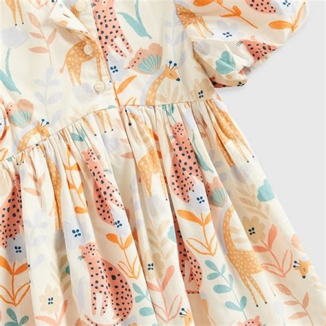 Buy Mothercare Girls Half Sleeve Dresses Pretty Safari-Cream Online at ...