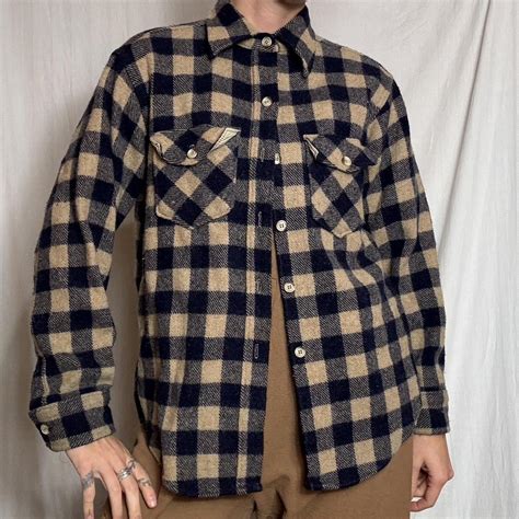 Vintage woolrich flannel. Made in USA. Navy blue and... | Depop