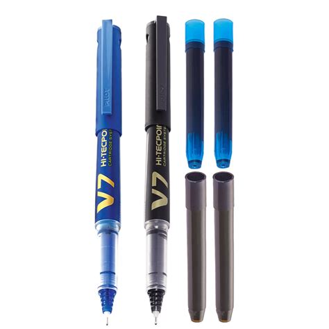 Pilot V7 Hi-tecpoint Pen with cartridge system - 1 Blue, 1 Black Pen, 2 ...