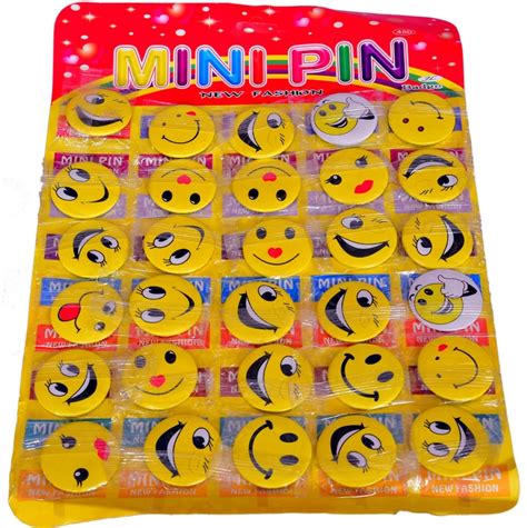 AMAROBA SMILEY BADGE WITH PIN, SMILEY EMOJI COLORFUL EXPRESSIONS BUTTON ...