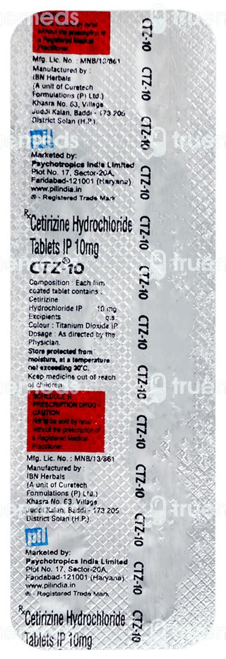 Ctz 10 Tablet 10: Uses, Side Effects, Price & Substitutes