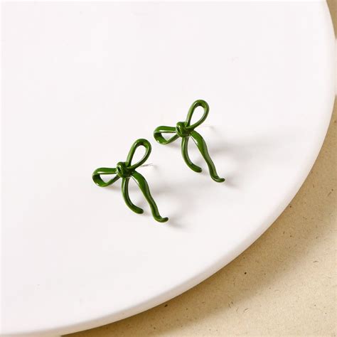 Jewellery Online - Premium Green Bow Studs | Nestasia