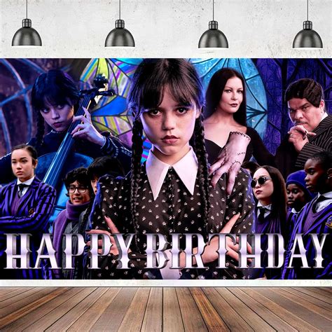 Buy 5x3FT Wednesday Happy Birthday Backdrop, Wednesday Party ...