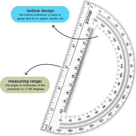 Buy 12 Inch Plastic Ruler and 6 Inch Plastic Protractor Set Clear Math ...