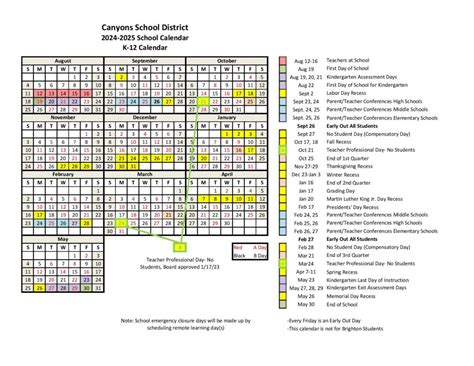 Canyons School District Calendar 2024-2025 (Holiday Breaks) - New ...