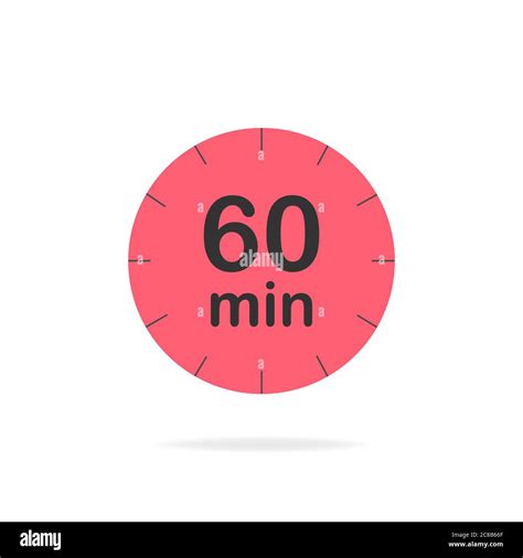 60 minutes timer. Stopwatch symbol in flat style. Editable isolated ...