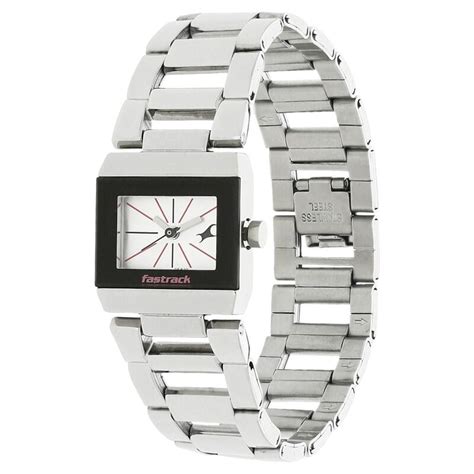 Fastrack Quartz Analog Silver Dial Stainless Steel Strap Watch for Girls