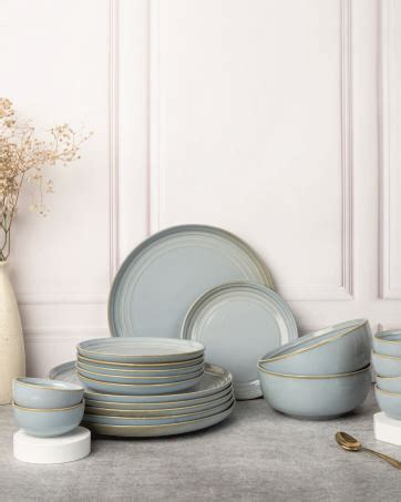 Bodhi House Handcrafted Stoneware Reactive Glaze Ceramic Dinner Set, 20 ...