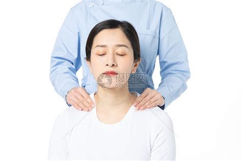 肩颈海报-肩颈按摩舒缓调理女人简约摄影图-图司机
